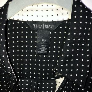 White House Black Market Silk Dotted Print Top - S